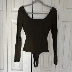 Madewell Dark Olive Long Sleeve Bodysuit